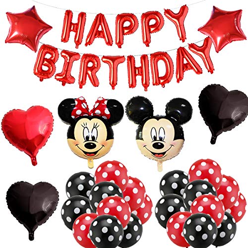 Decoraciones de cumpleaños de Mickey Mouse, BESTZY Globos número para la Fiesta Temática de Mickey Mouse Artículos de Fiesta de Mickey y Minnie para Primer Cumpleaños