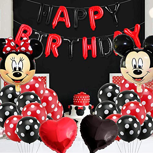 Decoraciones de cumpleaños de Mickey Mouse, BESTZY Globos número para la Fiesta Temática de Mickey Mouse Artículos de Fiesta de Mickey y Minnie para Primer Cumpleaños