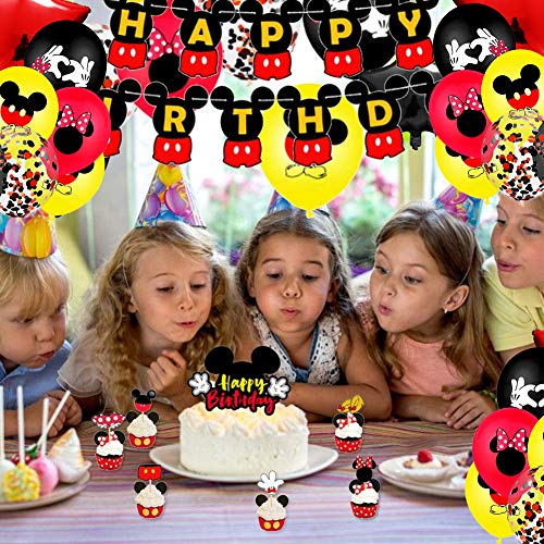 Decoraciones de Cumpleaños de Mickey,Artículos para la Fiesta de Minnie ,Pancarta de Feliz Cumpleaños,Globos y Adornos para Tartas para Cumpleaños,Baby Shower