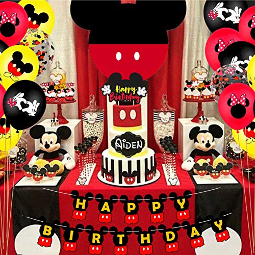 Decoraciones de Cumpleaños de Mickey,Artículos para la Fiesta de Minnie ,Pancarta de Feliz Cumpleaños,Globos y Adornos para Tartas para Cumpleaños,Baby Shower