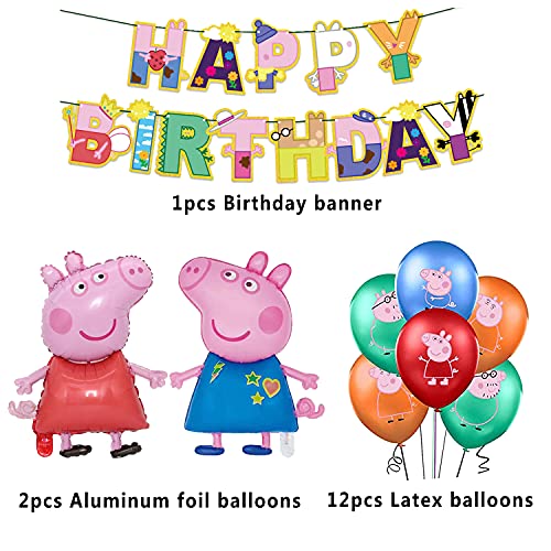 Decoraciones de Cumpleaños Peppa Pig Globos Feliz Cumpleaños del Pancarta George Pig Globo de Papel de Aluminio para Niños George Peppa Pig Decoraciones de Fiesta Cumpleaños