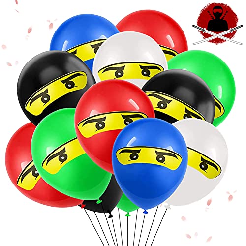 Decoraciones de Fiesta de Globos Ninja, 50 piezas Globos de látex Impresos Cumpleaños de Ninja Globos para fiestas de Niños, para jardín de infantes familia fiesta cumpleaños