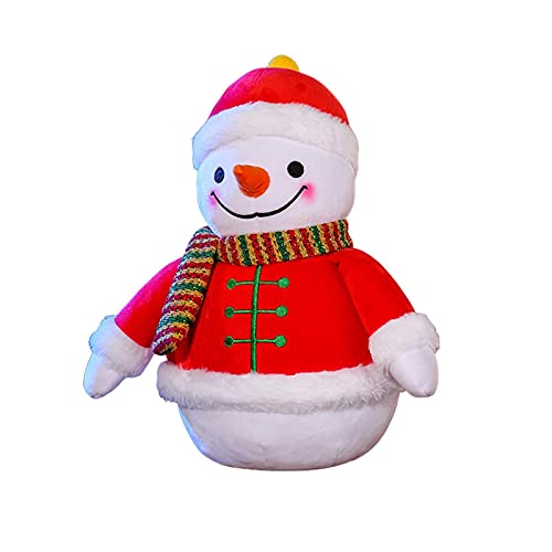 Decoraciones de muñeco de nieve de felpa, muñeco de nieve relleno de felpa, lindo muñeco de nieve navideño con sombrero de felpa rojo, bufanda, ropa y nariz, 18 cm / 22 cm / 32 cm para la oficina de l