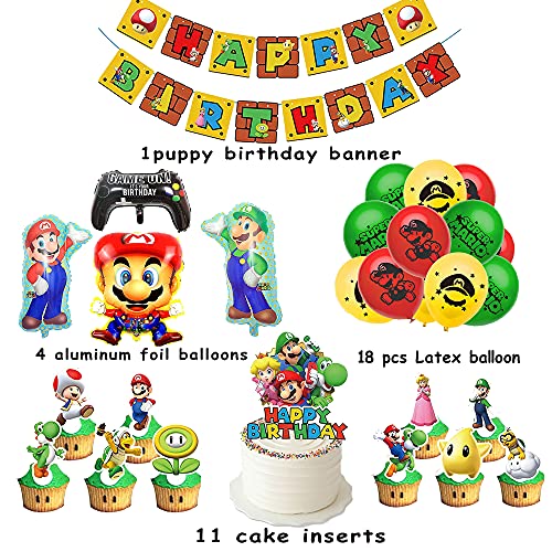 Decoraciones de Super Mario Cumpleaños Globos de Super Mario Cumpleaños Pancarta de Feliz Cumpleaños Decoraciones de Super Mario