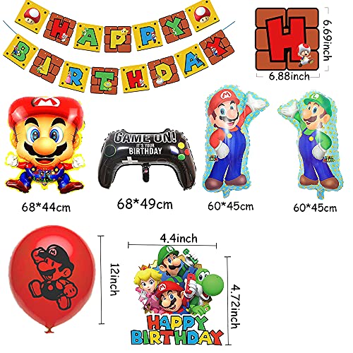 Decoraciones de Super Mario Cumpleaños Globos de Super Mario Cumpleaños Pancarta de Feliz Cumpleaños Decoraciones de Super Mario