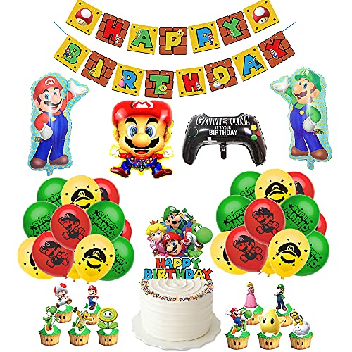 Decoraciones de Super Mario Cumpleaños Globos de Super Mario Cumpleaños Pancarta de Feliz Cumpleaños Decoraciones de Super Mario