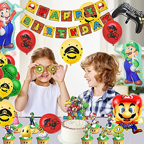 Decoraciones de Super Mario Cumpleaños Globos de Super Mario Cumpleaños Pancarta de Feliz Cumpleaños Decoraciones de Super Mario