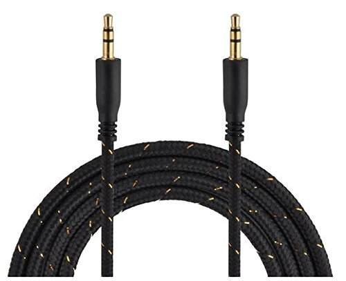 Deet® Cable de entrada trenzado de tela para coche auxiliar de 3,5 mm macho a macho (Aux-in) de alta velocidad extra largo (3,3 pies/1 m)