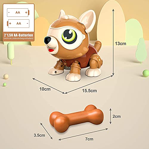 DeeXop DIY Stem Robot Perro Juguete Animal, Ladridos, Música, Luz y Funciones de Sensor Múltiple, Juguetes Educativos e Interactivos para Juguetes Niños 4 5 6 7 8 Años