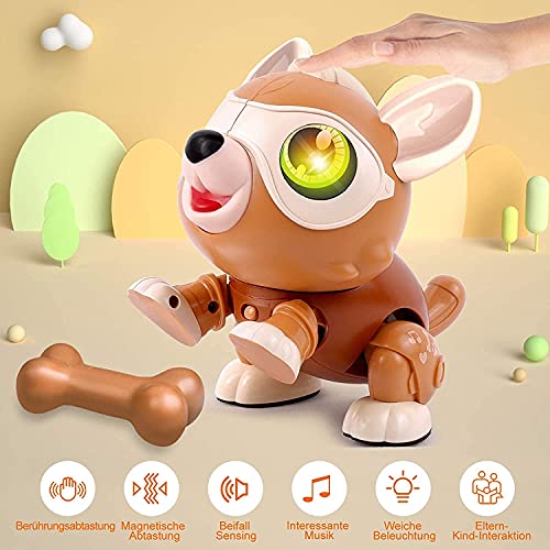 DeeXop DIY Stem Robot Perro Juguete Animal, Ladridos, Música, Luz y Funciones de Sensor Múltiple, Juguetes Educativos e Interactivos para Juguetes Niños 4 5 6 7 8 Años