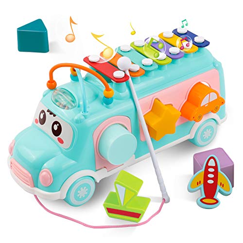 DeeXop Juguete para Niños Juguetes Musicales para Bebés Coche Musical para Niños Y niñas de 1 a 3 Años Regalos,Instrumentos Musicales Juguetes Coche para Bebés con Xilófono