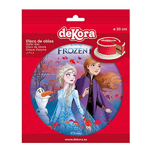 Dekora - Decoracion Tartas de Cumpleaños Infantiles en Disco de Oblea de Disney Frozen - 20 cm