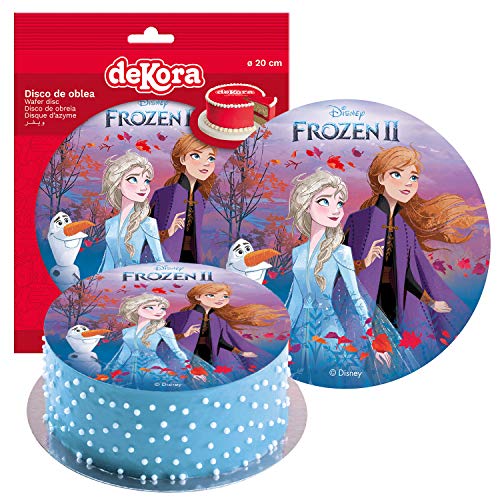 Dekora - Decoracion Tartas de Cumpleaños Infantiles en Disco de Oblea de Disney Frozen - 20 cm