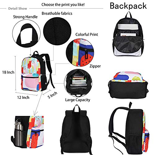 Delerain Astronauta perro carlino 3 piezas Mochila Set para niños Back to School Bookbag con Shouder Bag y estuche de lápiz durable ligero viaje para adolescentes estudiantes niños niñas