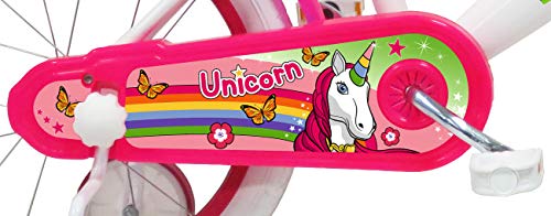 Denver Unicorn Bicicleta, Niños, Blanco-Rosa, 16" (40,64 cm)