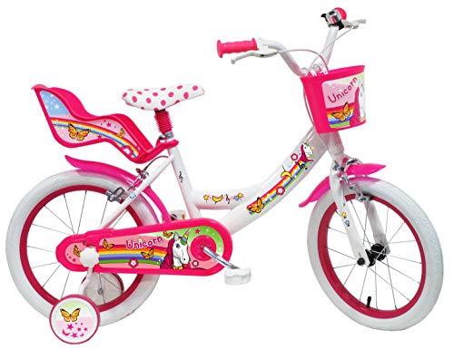 Denver Unicorn Bicicleta, Niños, Blanco-Rosa, 16" (40,64 cm)