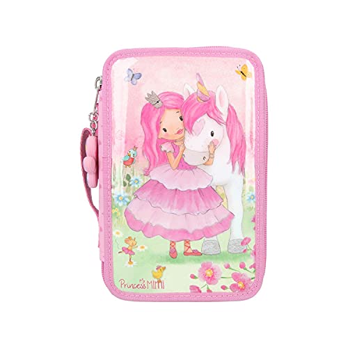 Depesche Depesche-DP-0011463 11463 Princess Mimi-Estuche con 2 Compartimentos y Relleno con lápices, sacapuntas, Regla, Plantillas, Pegamento y Tijeras, Color Rosa