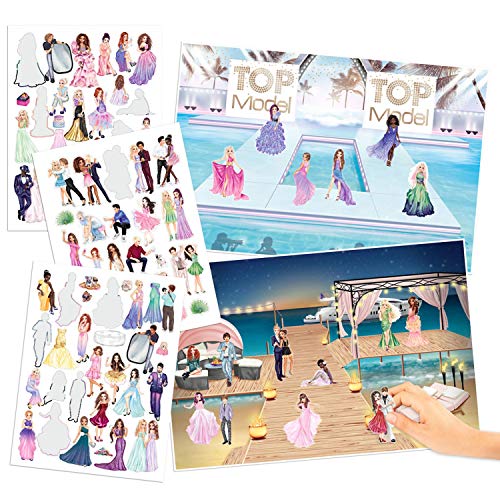 Depesche Depesche-DP-0011469 11469 TOPModel Stickerworld Glamour-Álbum de Pegatinas con 20 páginas y numerosos Adhesivos para Decorar, Color carbón, única