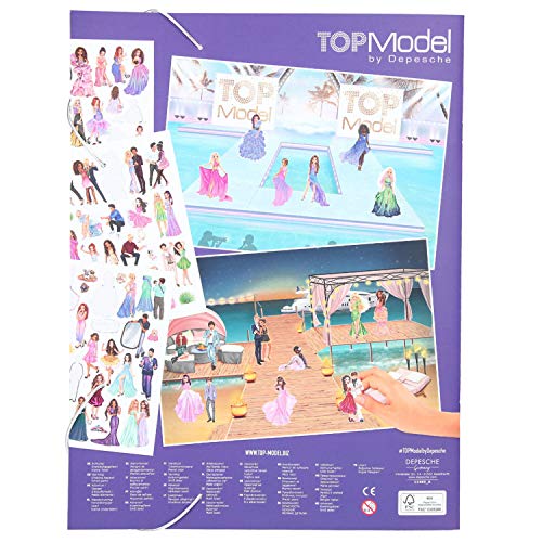 Depesche Depesche-DP-0011469 11469 TOPModel Stickerworld Glamour-Álbum de Pegatinas con 20 páginas y numerosos Adhesivos para Decorar, Color carbón, única