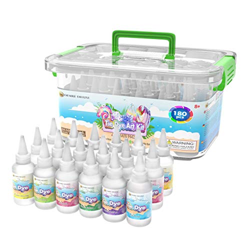 Desire Deluxe - Kit de tintes de 18 Colores para teñir Tela y Ropa Tie Dye Kit - Actividad Creativa y artística para niños y Adultos (180 Unidades)