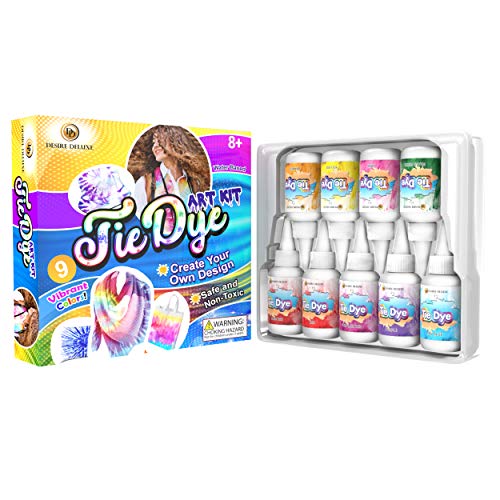 Desire Deluxe - Kit de tintes de 9 Colores para teñir Tela y Ropa Tie Dye Kit - Actividad Creativa y artística para niños y Adultos