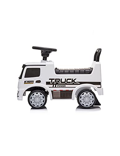 Devessport - Correpasillos Mercedes Actros - Camión Truck Blanco - 63,5 x 29 x 27 cm - Ideal para niños de 1 a 3 años (Máximo 25 Kg)