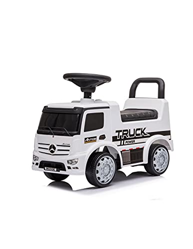 Devessport - Correpasillos Mercedes Actros - Camión Truck Blanco - 63,5 x 29 x 27 cm - Ideal para niños de 1 a 3 años (Máximo 25 Kg)