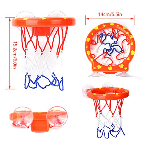 DEWEL Juguetes de Baño Bebe Pelota de Baloncesto para niños con Ventosa Fuerte Fácil de Instalar con 3 Pelotas Canasta Baloncesto Infantil