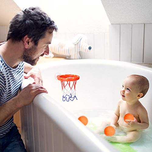 DEWEL Juguetes de Baño Bebe Pelota de Baloncesto para niños con Ventosa Fuerte Fácil de Instalar con 3 Pelotas Canasta Baloncesto Infantil