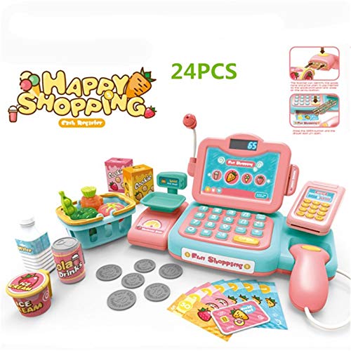 Dfghbn Caja Registradora para Niños Duradero Cash Register Toy Pretend Play Educational Juguete con escáner Sonido Música Micrófono Calculadora Toy Toy Gife Regalo (Color : Pink, Size : One Size)