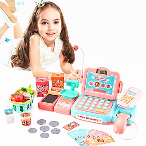 Dfghbn Caja Registradora para Niños Duradero Cash Register Toy Pretend Play Educational Juguete con escáner Sonido Música Micrófono Calculadora Toy Toy Gife Regalo (Color : Pink, Size : One Size)