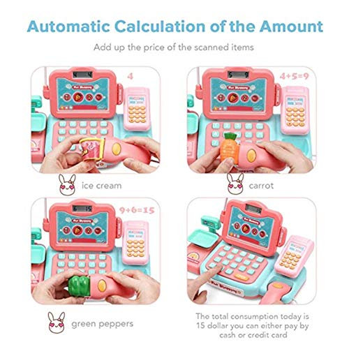 Dfghbn Caja Registradora para Niños Duradero Cash Register Toy Pretend Play Educational Juguete con escáner Sonido Música Micrófono Calculadora Toy Toy Gife Regalo (Color : Pink, Size : One Size)