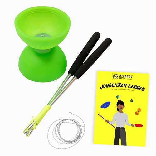 Diabolo Set para niños Principiantes con Comet Diabolo y Henry's Spare Cord I Beginner Set - Made in Italy (Neon Green)