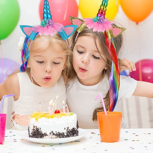 Diadema Unicornio Niña Cumpleaños, con Brillantes Orejas de Gato y Cuerno de Unicornio, Banda de Pelo de Unicornio, con 3 Pinzas para el Cabello de Peluca de Unicornio, para Cumpleaños Fiestas Cosplay