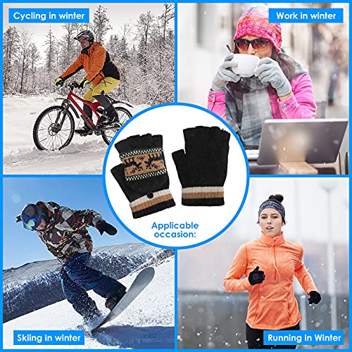 Dibiao Guantes Térmicos USB para Hombres Y Mujeres Guantes para Ordenador Portátil Cálidos para Invierno Guantes Elk Calentadores Eléctricos para Manos Guantes sin Dedos con Cubierta de