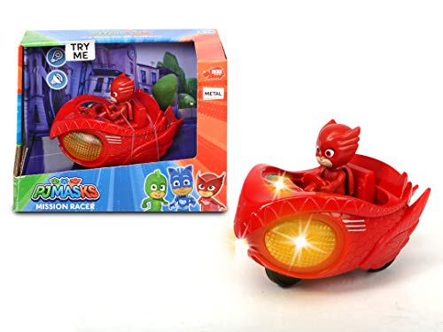 Dickie- PJ Mask Vehículo de juguete con personaje, Color rojo (3142002)