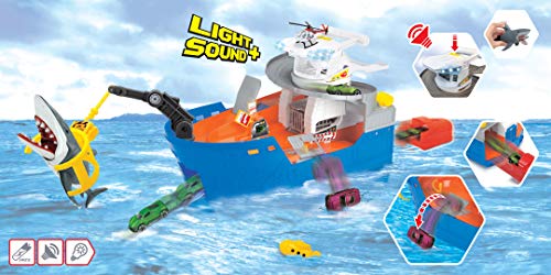 Dickie Toys 203779001 Shark Attack-Barco de Rescate con luz y Sonido, Multicolor, Größe: 41 x 18,5 x 22 cm