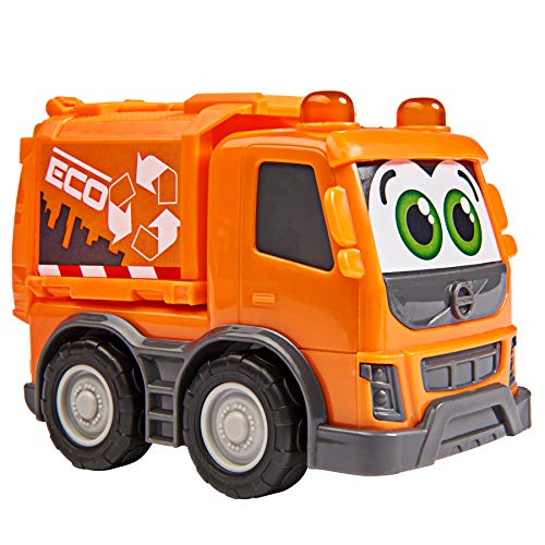 Dickie Toys 203812010 - Recogedor de Basura con Rueda Libre, Incluye lo Que es el Libro, no destiñe y Resistente a la Saliva, Juguete a Partir de 1 año, 14,5 cm, Color Naranja