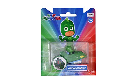 Dickie Toys PJ Masks Gekko Mobile - Vehículo Gecko de Metal, Rueda Libre, 7 cm, a Partir de 3 años