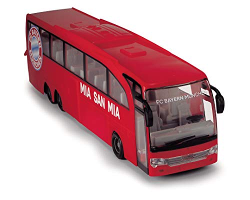 Dickie Toys Touring Bus FC Bayern München-Autobús de Juguete con fricción, Puertas Abiertas, 1:43, 30 cm, Color Rojo, (203175000)