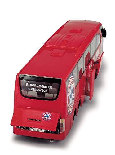 Dickie Toys Touring Bus FC Bayern München-Autobús de Juguete con fricción, Puertas Abiertas, 1:43, 30 cm, Color Rojo, (203175000)