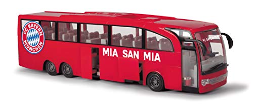 Dickie Toys Touring Bus FC Bayern München-Autobús de Juguete con fricción, Puertas Abiertas, 1:43, 30 cm, Color Rojo, (203175000)