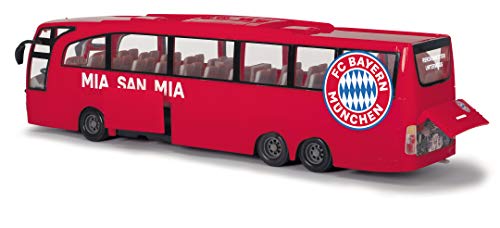 Dickie Toys Touring Bus FC Bayern München-Autobús de Juguete con fricción, Puertas Abiertas, 1:43, 30 cm, Color Rojo, (203175000)