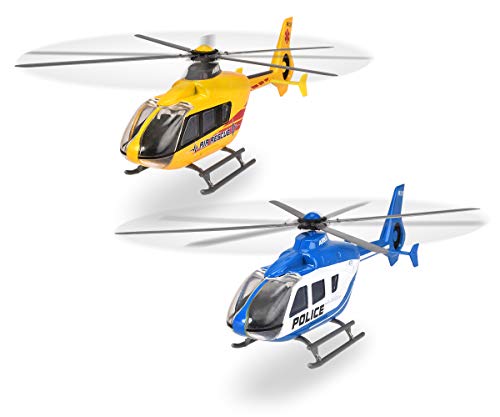 Dickie Toys Unit policía, helicóptero de juguete (metal, 2 modelos diferentes, 21 cm), multicolor (203714006) , color/modelo surtido