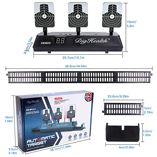 DigHealth Móvil Objetivo para Nerf Pistolas con Pista, Restablecimiento Automático, Objetivo Digital Electrónico con Efectos Inteligentes de Sonido y Luz para Nerf N-Strike Elite/Mega/Rival Series