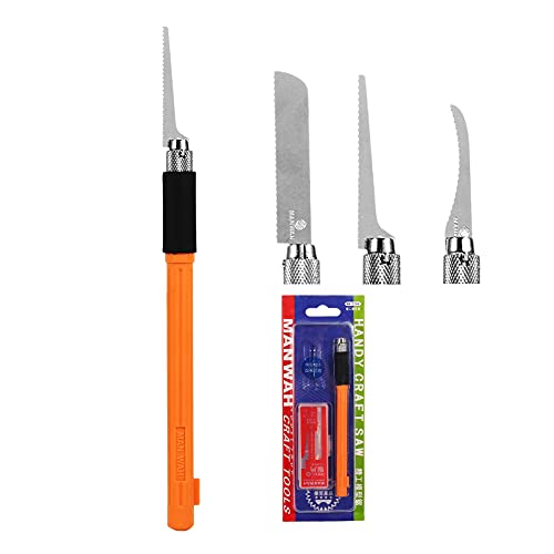 Dilwe Mini Sierra de Mano, Modelo Herramienta Hobby Sierra de Mano Kit Navaja con 3 Piezas DIY Craft Blade