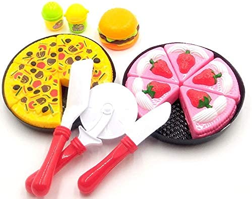 Dimasa Play House Conjunto, Juego de Comida de Juguete, Burger, Pastel, Pizza y Accessories, Edad 3+