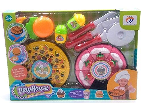 Dimasa Play House Conjunto, Juego de Comida de Juguete, Burger, Pastel, Pizza y Accessories, Edad 3+