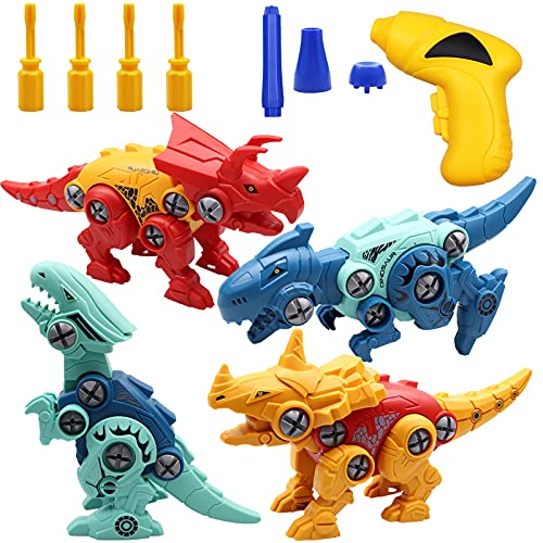 Dinosaurios Juguetes con Taladro Eléctrico Bricolaje Construccion Juguete Dducativos Regalos Montaje y Desmontaje de Dinosaurios para Niños