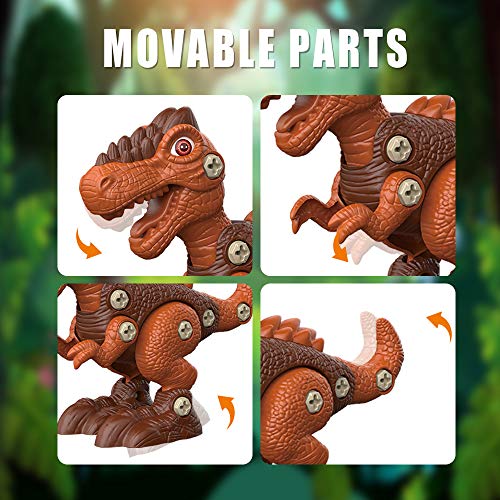 Dinosaurios Juguetes con Taladro Eléctrico,Juego Construccion Puzzle Tiranosaurio Rex,Velociraptor y Triceratops para DIY Juegos de Dinosaurios Cumpleaños Regalo para Niños de 3,4,5,6,7,8,9 Años